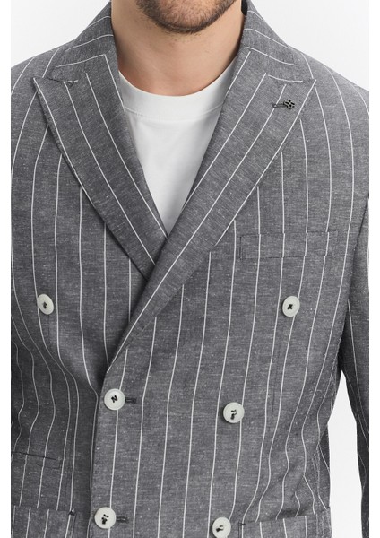 Vitao Erkek Bej Italyan Çizgili Kruvaze Yarım Astarlı Slim Fit Spor Blazer Ceket fiyatları