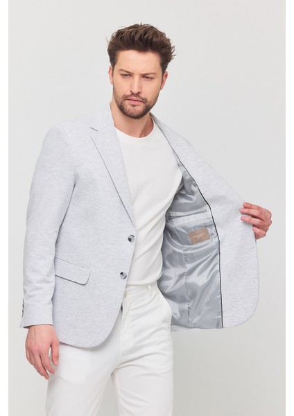 3115 Erkek Gri Esnek Likralı Pamuk Karışımlı Slim Fit Ilkbahar-Yaz Spor Blazer Ceket modelleri