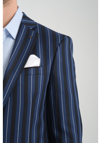 Adora Erkek Lacivert Bordo Italyan Çizgili Slim Fit Mono Yaka Esneyen Kumaş Blazer Ceket fiyatları