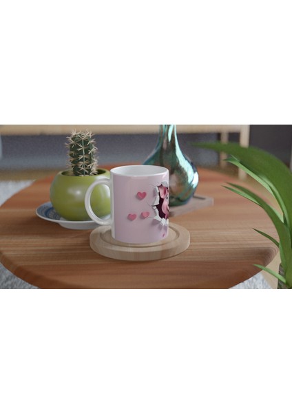 Pembe Çatlaktan Bakan Tatlı Domuz Temalı Baskılı Kupa Bardak fırsatları