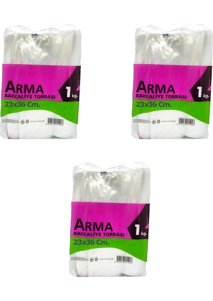 Arma Şeffaf Naylon 2 Lik 23X36 Cm. Bakkaliye Poşeti Torbası - 1 Kg. - Ort. 190 Adet - 3 Paket