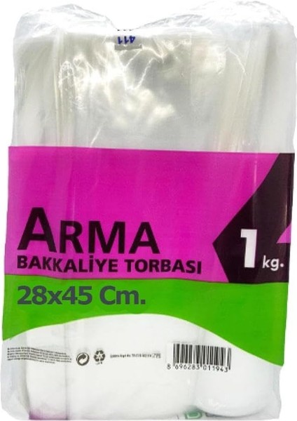 Arma Şeffaf Naylon 4 Lük 28X45 Cm. Bakkaliye Poşeti Torbası - 1 Kg. - Ort. 115 Adet - 1 Paket