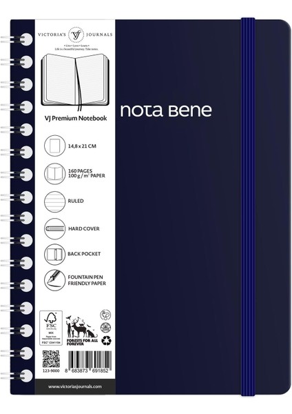 Bene Spiralli Premium Sert Kapak Defter, 14.8X21 Cm, Çizgili