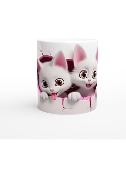 Duvarı Delen Sevimli Yavru Kediler Temalı Baskılı Kupa Bardak