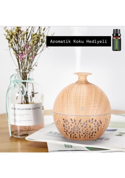 150 ml Ledli Ahşap Görünümlü Aroma Difüzörü Ultrasonik Hava Nemlendirici