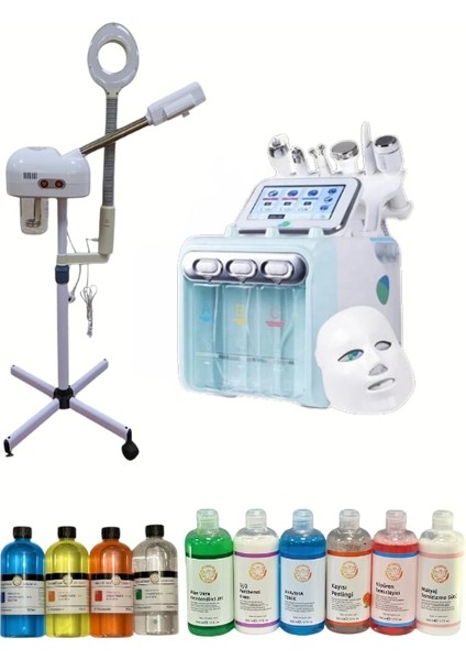 Hydrafacial 7in1 + Vapozon Buhar + Büyüteçli Loop Lamba - Amerikan Cilt Bakım Seti