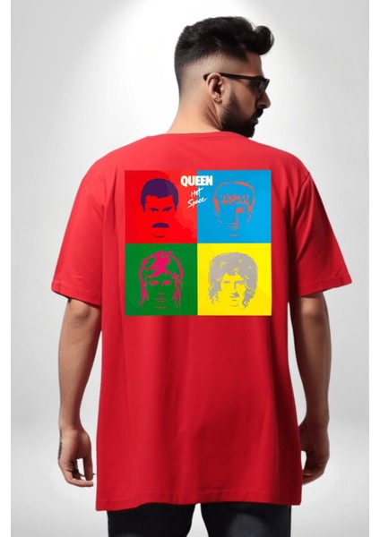 Queen Bohemian Rhapsody Efsane Rock Kadın Erkek Ön Minimal Sırt Baskılı Kırmızı Pamuklu Tişört fiyatları