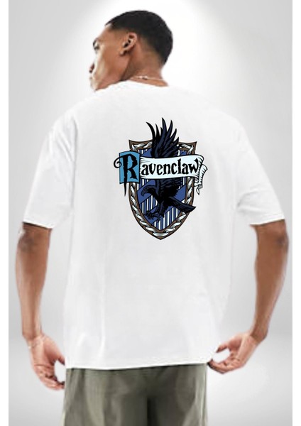 Ravenclaw Kartal Logo Kadın Erkek Ön Minimal Sırt Baskılı Beyaz Pamuklu Tişört fiyatları