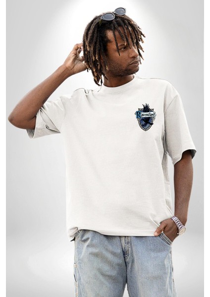 Ravenclaw Kartal Logo Kadın Erkek Ön Minimal Sırt Baskılı Beyaz Pamuklu Tişört modelleri