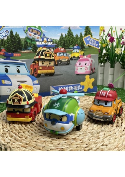 6 Adet Silverlit Robocar Kore Anime Figürü Robot Çocuklar Için Karikatür Oyuncaklar