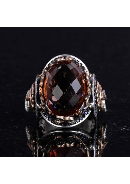 Sultanite Taş Yüzük, 925 Ayar Gümüş Erkek Yüzük, El Yapımı Aslan Başı Erkek Yüzük