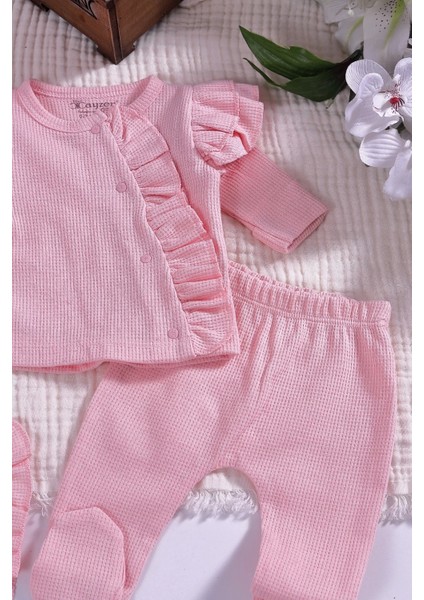 Omuzdan Fırfır Detaylı 5 Parça %100 Pamuk Kız Hastane Çıkışı modelleri