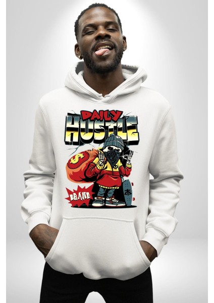 Iskelet Adam Soyguncu Sokak Tarzı Kadın Erkek Baskılı Üç Iplik Beyaz Kapüşonlu Hodie Sweatshirt fiyatları