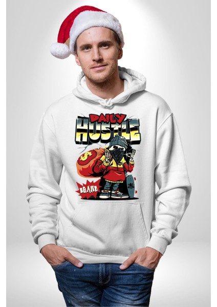 Iskelet Adam Soyguncu Sokak Tarzı Kadın Erkek Baskılı Üç Iplik Beyaz Kapüşonlu Hodie Sweatshirt fırsatları