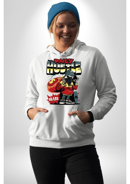 Iskelet Adam Soyguncu Sokak Tarzı Kadın Erkek Baskılı Üç Iplik Beyaz Kapüşonlu Hodie Sweatshirt indirimleri