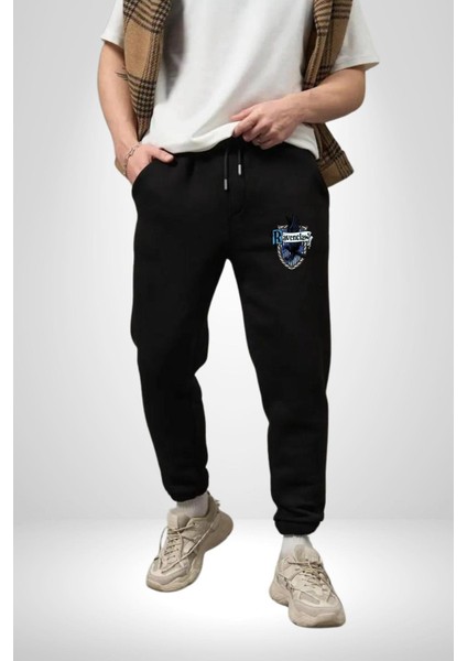 Ravenclaw Kartal Logo Rahat Siyah Dijital Baskılı Kadın Erkek Eşofman Altı indirimleri