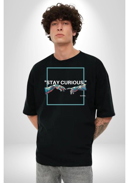 Michelangelo ve Adem Sanat Tablosu Kadın Erkek Ön Baskılı Siyah Pamuklu Tişört Penye Klasik fırsatları