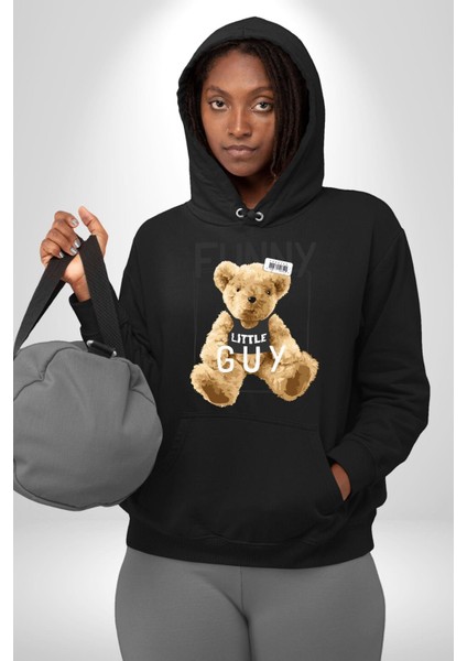 Atletli Sporcu Tatlı Oyuncak Ayı Kadın Erkek Baskılı Üç Iplik Siyah Kapüşonlu Hodie Sweatshirt fiyatları