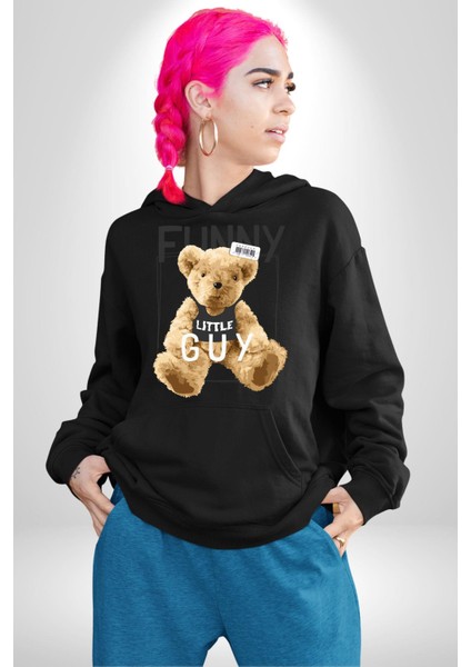 Atletli Sporcu Tatlı Oyuncak Ayı Kadın Erkek Baskılı Üç Iplik Siyah Kapüşonlu Hodie Sweatshirt fırsatları