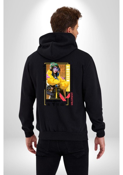 Killjoy Sentinel Karakter Yetenekler Kadın Erkek Baskılı Fermuarlı Kapüşonlu Hırka Sweatshirt