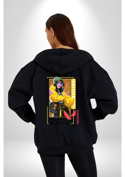 Killjoy Sentinel Karakter Yetenekler Kadın Erkek Baskılı Fermuarlı Kapüşonlu Hırka Sweatshirt