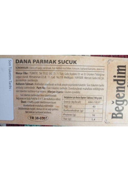 Özel Gurme Evlik Parmak Sucuk 1000 Gr- Kayserionline fiyatları