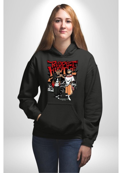 Saygı ve Birliktelik Sokak Kadın Erkek Baskılı Üç Iplik Siyah Kapüşonlu Hodie Sweatshirt fiyatları