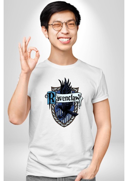 Ravenclaw Kartal Logo Kadın Erkek Ön Baskılı Beyaz Pamuklu Tişört Penye Klasik fiyatları