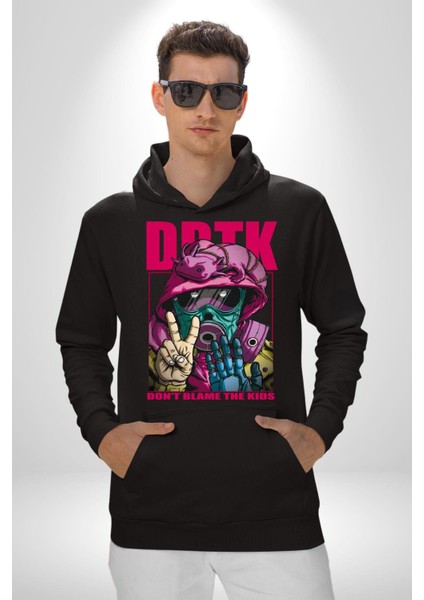 Çocukları Suçlama Maskeli Adam Kadın Erkek Baskılı Üç Iplik Siyah Kapüşonlu Hodie Sweatshirt fiyatları