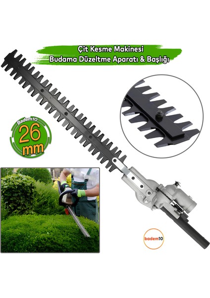 Çit Kesme Makinası Budama Düzeltme Aparatı Başlığı Çalı Kesme Bahçe Gül Bitki Tırpan 26 mm 9 Diş