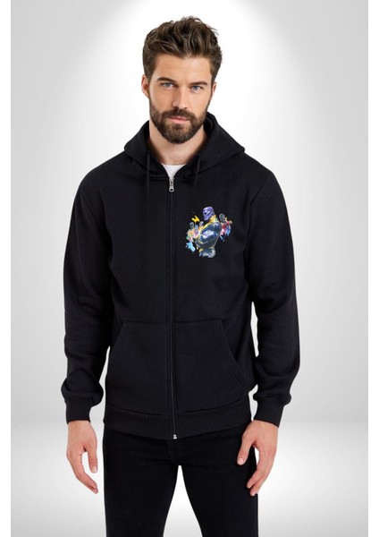 Thanos Iron Man Efsaneler Kadın Erkek Baskılı Fermuarlı Kapüşonlu Hırka Sweatshirt