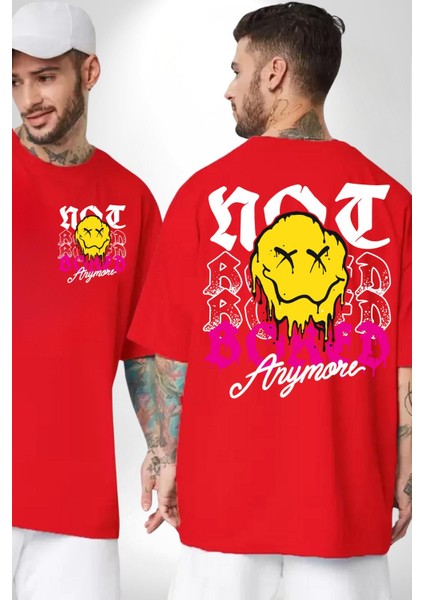 Artık Sarhoş Değilim Kadın Erkek Ön Minimal Sırt Baskılı Kırmızı Pamuklu Tişört
