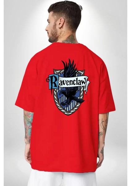 Ravenclaw Kartal Logo Kadın Erkek Ön Minimal Sırt Baskılı Kırmızı Pamuklu Tişört fiyatları