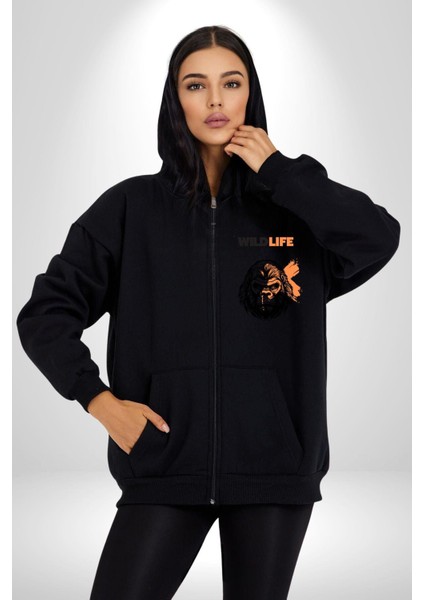 Muhammed Ali Ben En Büyüğüm Kadın Erkek Baskılı Fermuarlı Kapüşonlu Hırka Sweatshirt