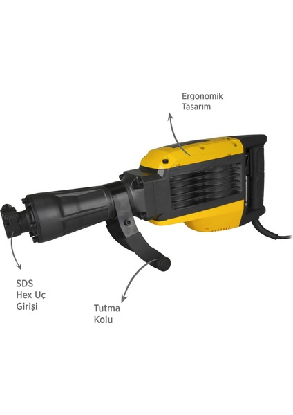 RTM2765 Elektropnömatik Sds Hex Kırıcı 1700 W 55 Jul