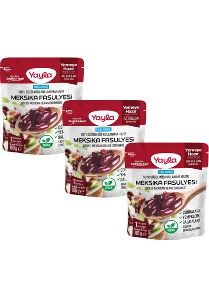 Haşlanmış Suyu Süzülmüş Meksika Fasulyesi 150 gr x3