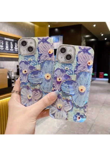 Apple iPhone 13 / 14 Uyumlu Kılıf 3D Hologramlı Çiçek Desenli Kamera Korumalı Kapak / Kılıf fiyatları