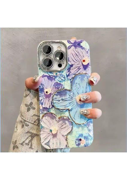 Apple iPhone 13 / 14 Uyumlu Kılıf 3D Hologramlı Çiçek Desenli Kamera Korumalı Kapak / Kılıf modelleri