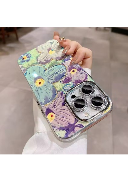 Apple iPhone 13 / 14 Uyumlu Kılıf 3D Hologramlı Çiçek Desenli Kamera Korumalı Kapak / Kılıf fırsatları