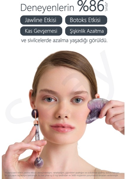 Ametist Taşı Face Roller ve Ametist Kalp Gua Sha Yüz Masaj Aleti Seti Sertifikalı