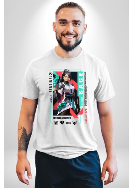 Sage Healer Karakter Kadın Erkek Ön Baskılı Beyaz Pamuklu Tişört Penye Klasik
