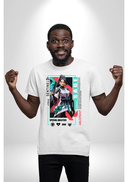 Sage Healer Karakter Kadın Erkek Ön Baskılı Beyaz Pamuklu Tişört Penye Klasik modelleri