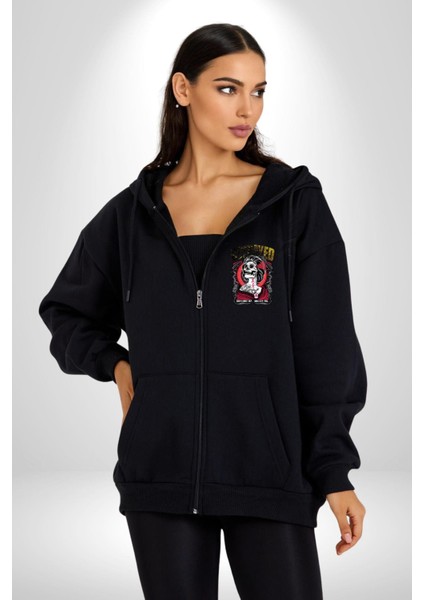 Japon Dövmeli Iskelet Kadın Kadın Erkek Baskılı Fermuarlı Kapüşonlu Hırka Sweatshirt fırsatları