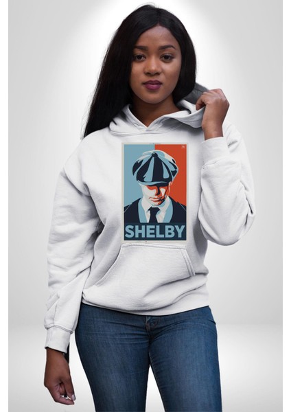 Shelby Peaky Blinders Dizi Karakteri Kadın Erkek Baskılı Üç Iplik Beyaz Kapüşonlu Hodie Sweatshirt modelleri