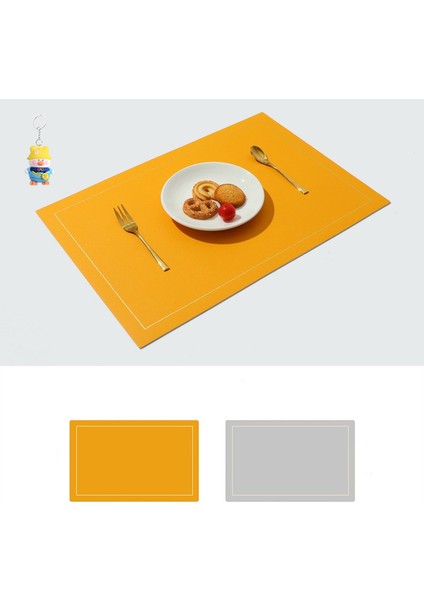 Dikdörtgen Altın Kenarlı Çift Taraflı Iki Renkli Deri Placemat Su Geçirmez Placemat Yağ Geçirmez Batı Placemat Çift Taraflı Deri Placemat 4 Adet (Yurt Dışından)