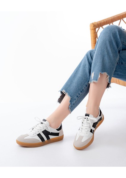 M-1004 Beyaz Bağcıklı Termo Taban Günlük Kadın Spor