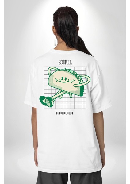 Sokak Tarzı Tako Modern Tasarım Kadın Erkek Ön Minimal Sırt Baskılı Beyaz Pamuklu Tişört fiyatları