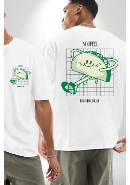 Sokak Tarzı Tako Modern Tasarım Kadın Erkek Ön Minimal Sırt Baskılı Beyaz Pamuklu Tişört fırsatları