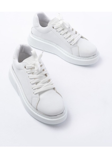 RS-2435 Beyaz Gümüş Bağcıklı Dikişli Günlük Spor Ayakkabı modelleri