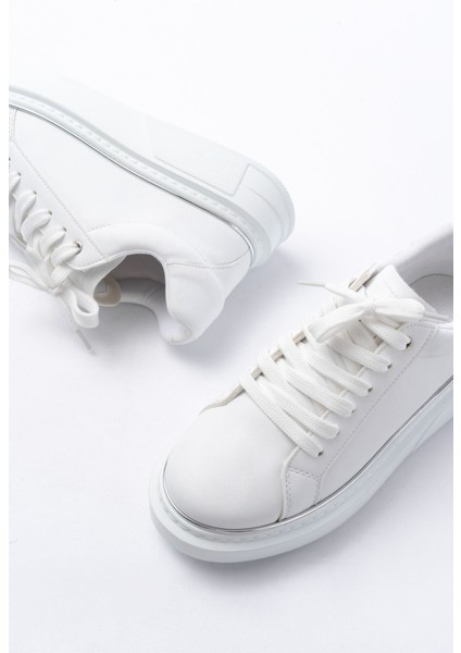 RS-2435 Beyaz Gümüş Bağcıklı Dikişli Günlük Spor Ayakkabı fırsatları
